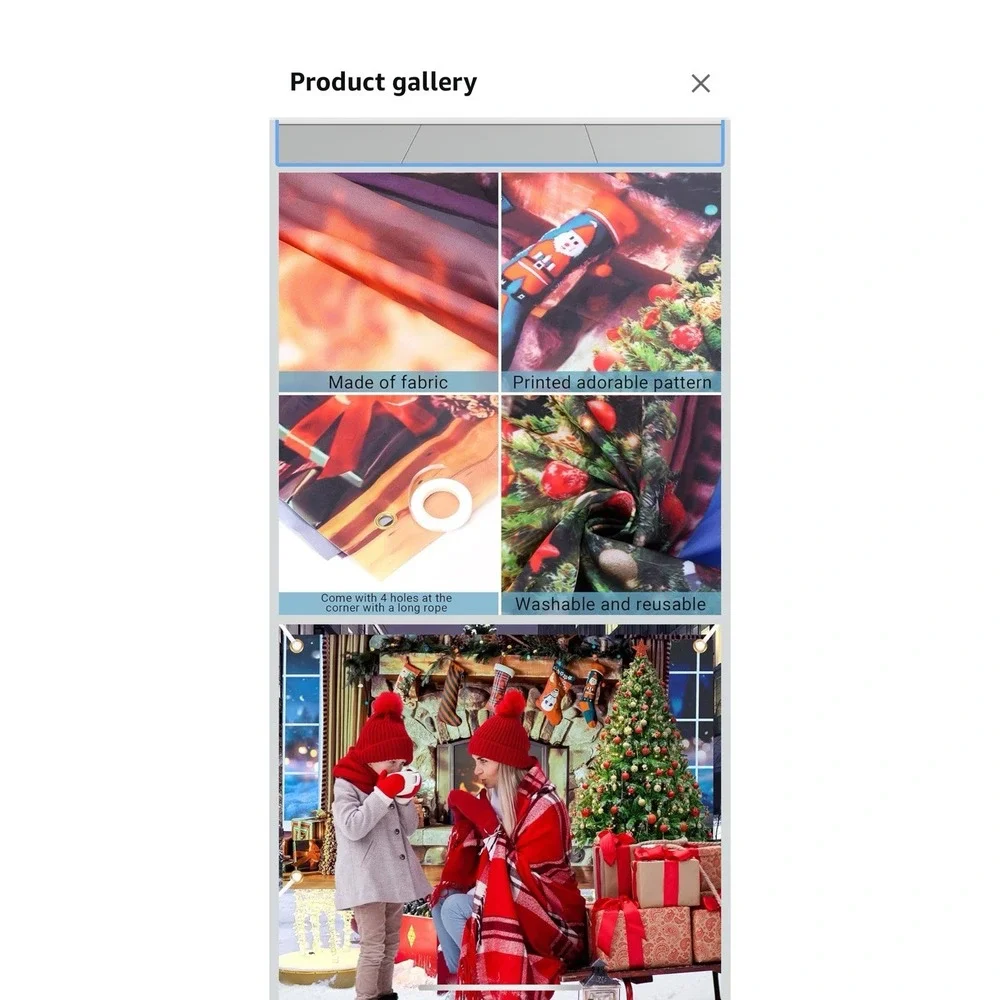 6x3.5 ft Christmas Fireplace Backdrop Fabric Interior Vintage Xmas Tree Stocking